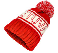 Raudona žieminė kepurė su užrašu LIETUVA